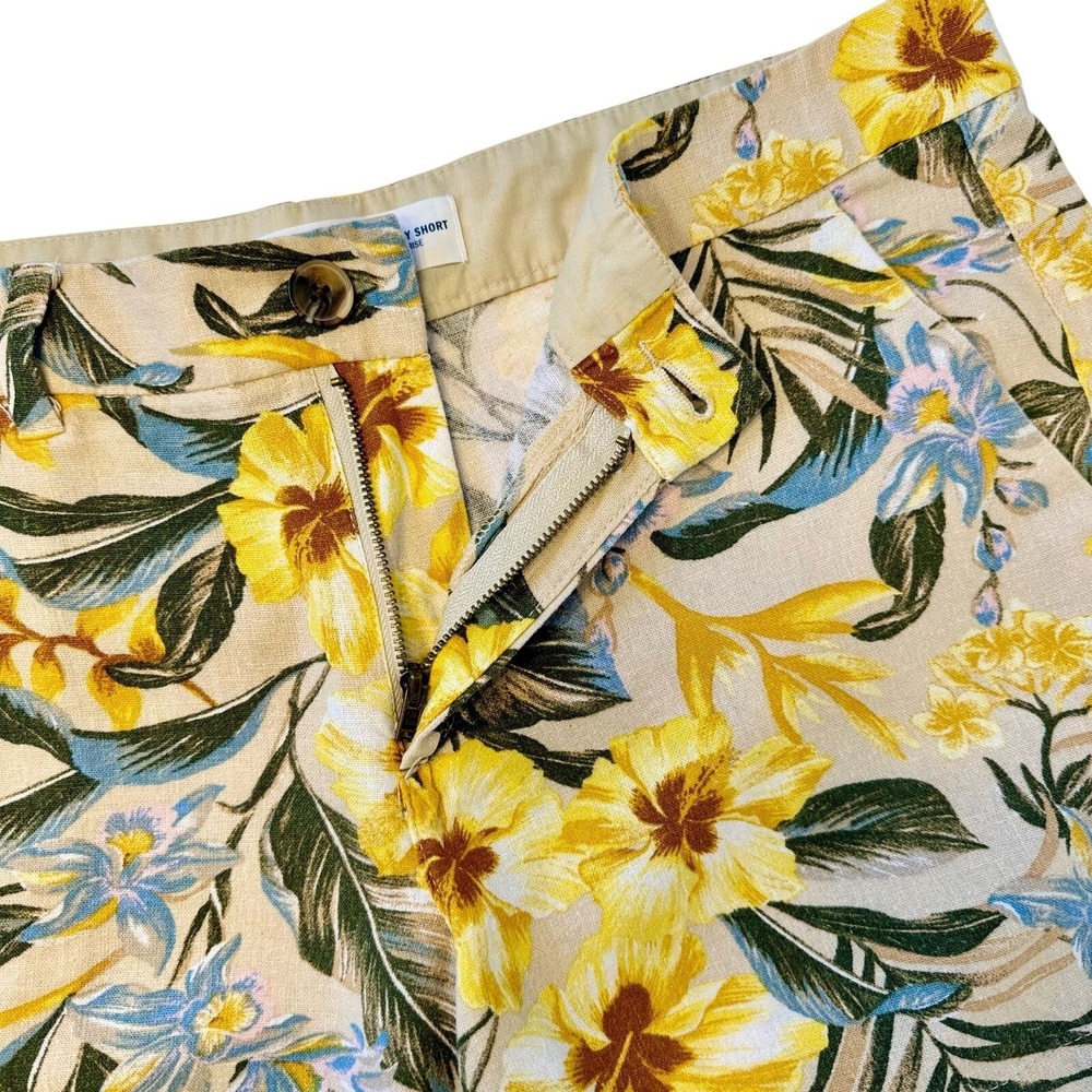 Old Navy Everyday Shorts Tropical Floral Print‎ Mid Rise Linen Blend Women 10 - Picture 3 of 8